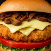 Grilled Crispy Chicken Mushroom Burger