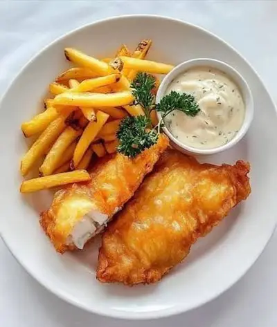 FISH CUTLETS WITH FRENCH FRIES, JUICE, ICE CREAM