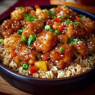 Sweet And Sour Chicken With Egg Fried Rice