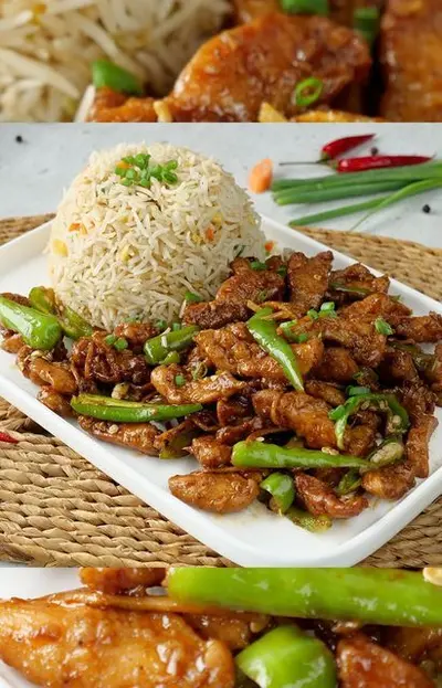 Chicken Chili Dry With Egg Fried Rice