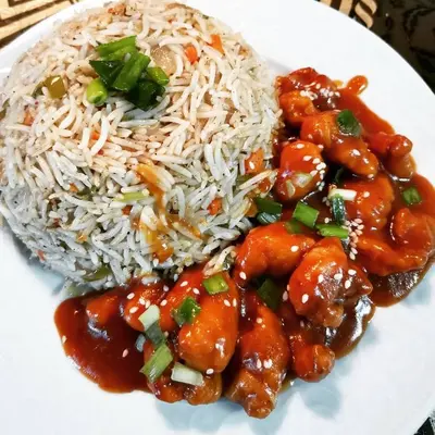 Chicken Manchurian With Egg Fried Rice