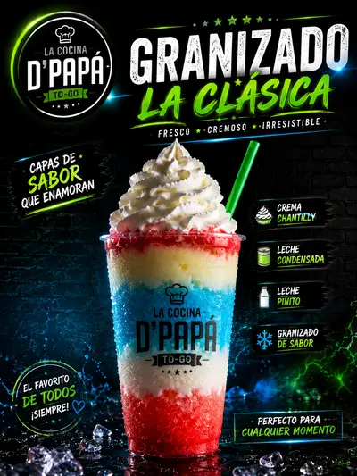 Granizado grande de 2 leches y crema batida