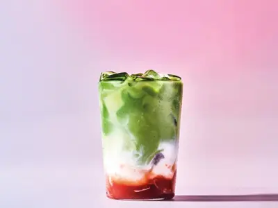 Strawberry & Vanilla Iced Matcha Latte