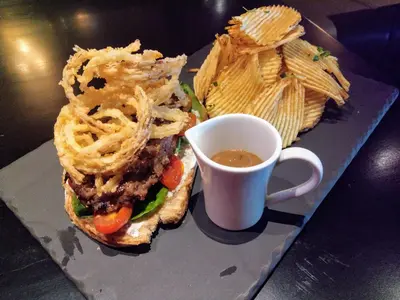OPEN FACED STEAK SANDWICH